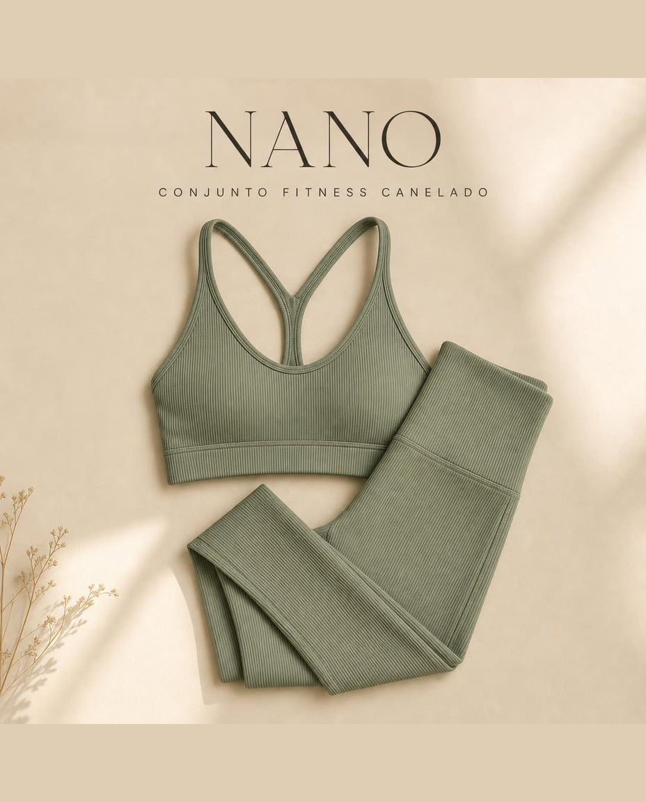 Conjunto Fitness Canelado NANO — Top + Legging