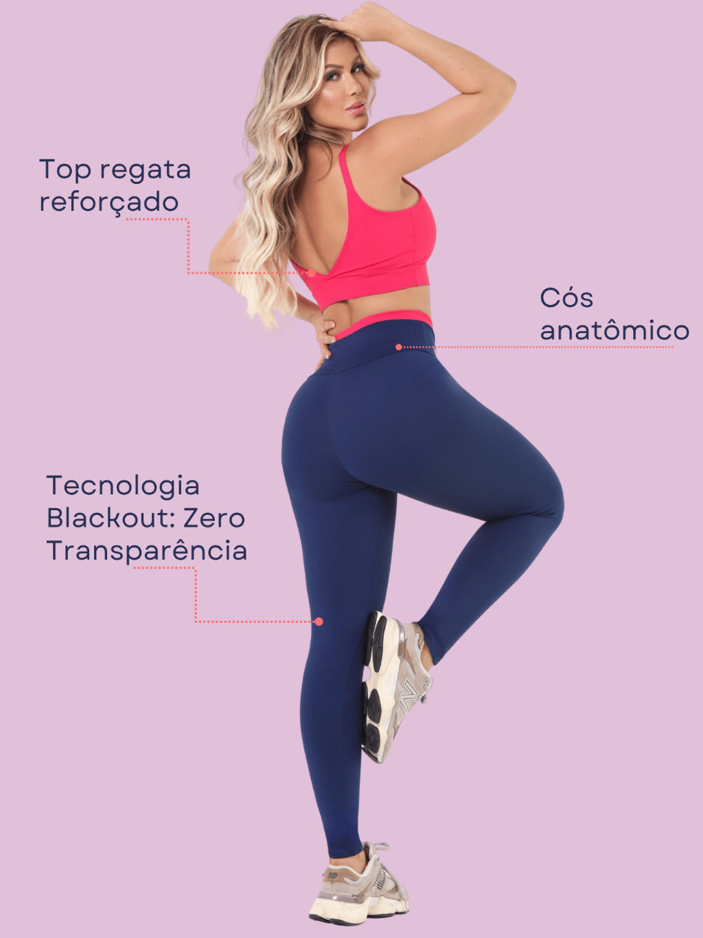 Kit 2 Conjuntos de Academia Feminino Calça e Top Poliamida Roupa Fitness Zero Transparência