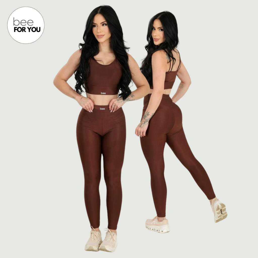 Roupa de Academia Calça Legging Cós Alto Top Feminino Treinar Treino Fitness