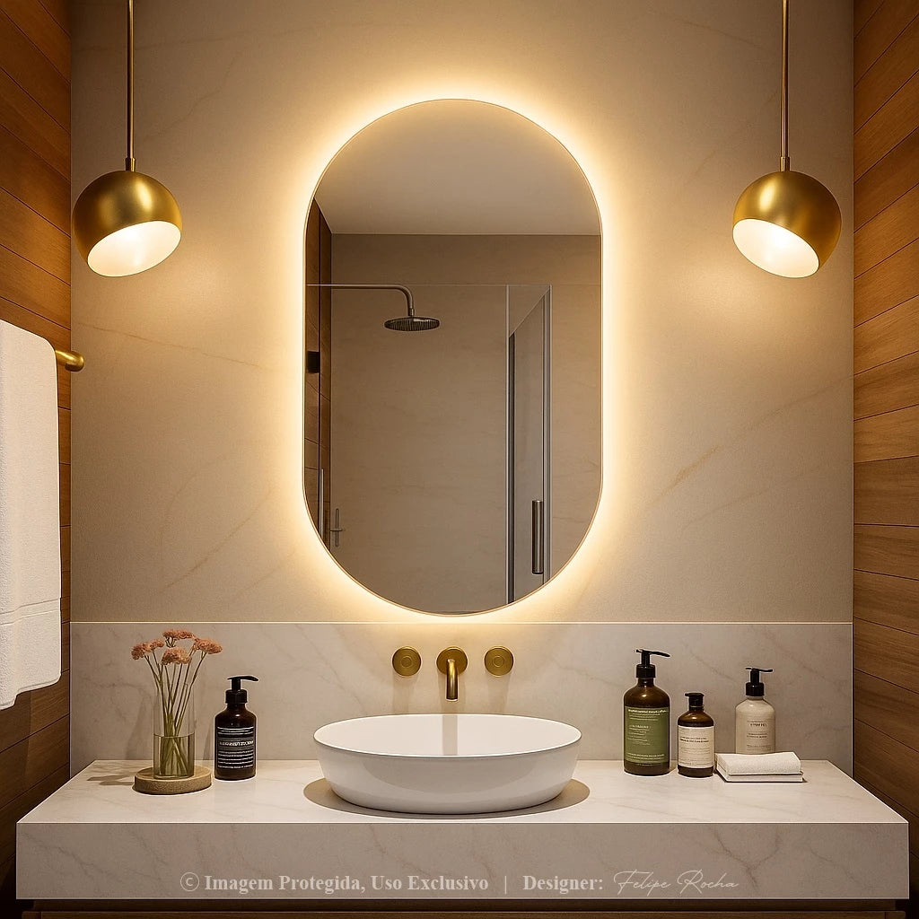 Espelho Oval Grande com LED